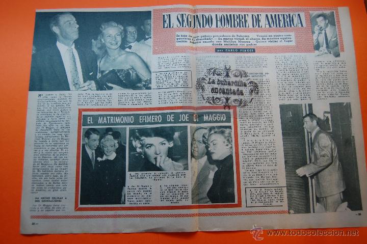 Coleccionismo de revistas y peri&oacute;dicos: ARTICULO REVISTA A&Ntilde;O 1955 - MARILYN MONROE Y JOE DI MAGGIO - 2 PAGINAS