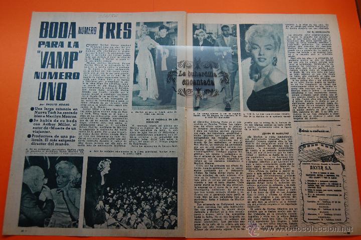 Coleccionismo de revistas y peri&oacute;dicos: ARTICULO REVISTA A&Ntilde;O 1956 - MARILYN MONROE BODA NUMERO TRES - 2 PAGINAS