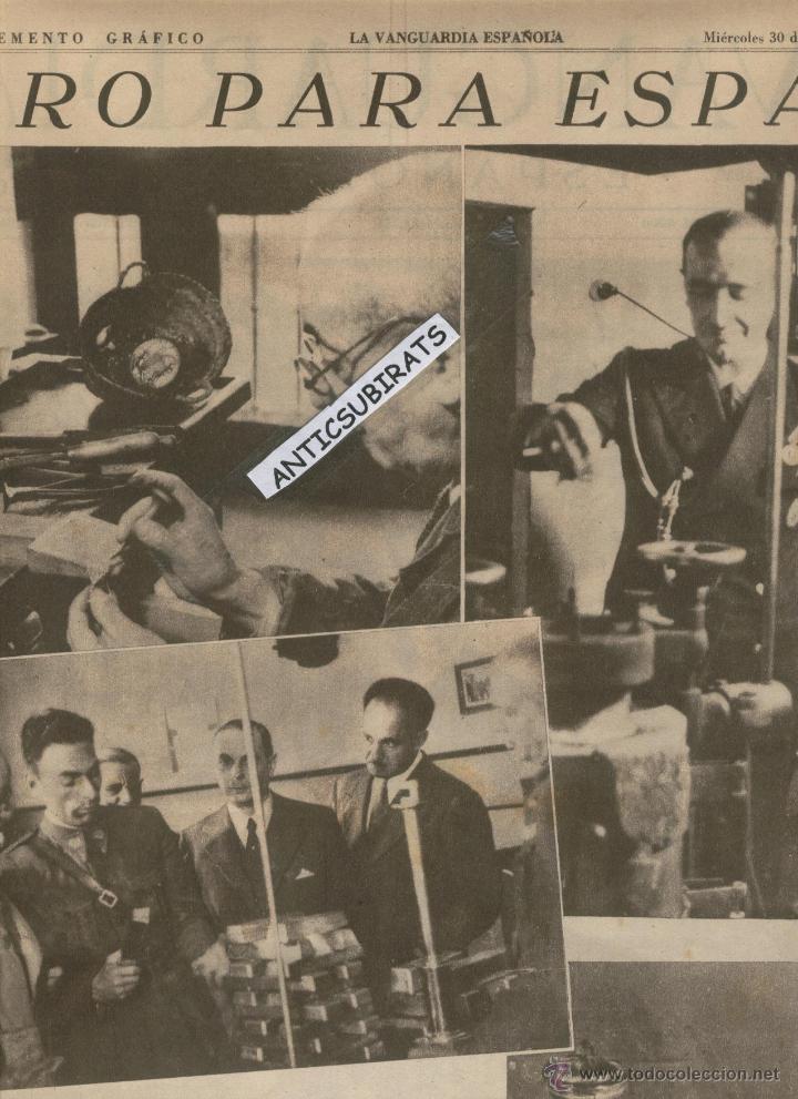 Coleccionismo de revistas y peri&oacute;dicos: LA VANGUARDIA A&Ntilde;O 1939 EL ORO DE ESPA&Ntilde;A DONACIONES PUENTE DE ONTON VIZACAYA CICLISMO CA&Ntilde;ARDO VIGO