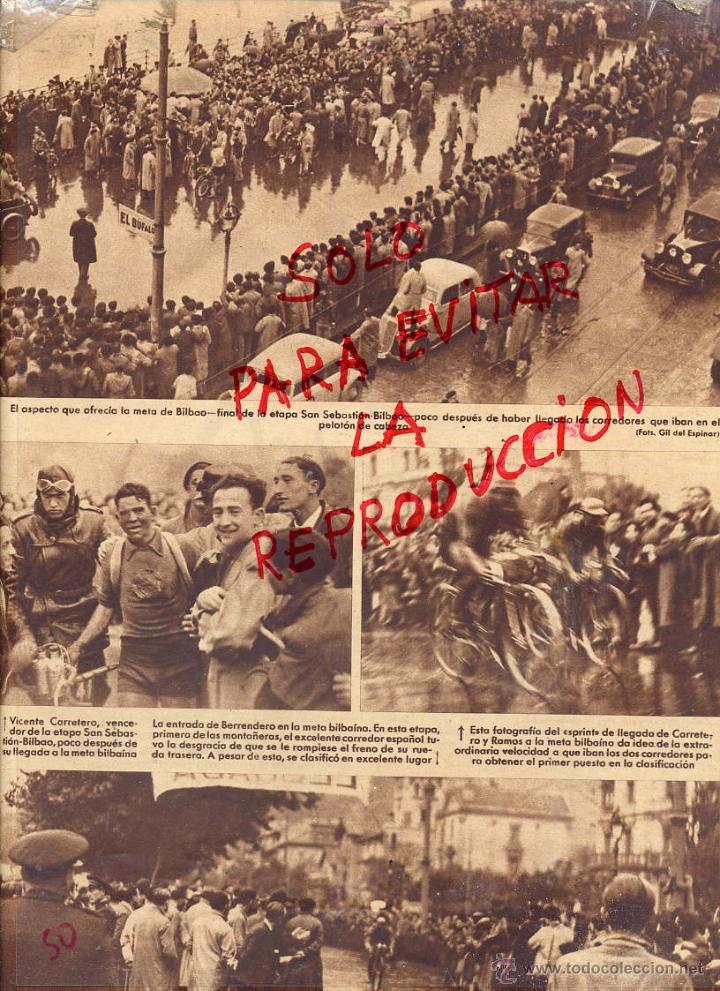 Coleccionismo de revistas y peri&oacute;dicos: CICLISMO 1936 BILBAO-SAN SEBASTIAN VICENTE CARRETERO HOJA REVISTA