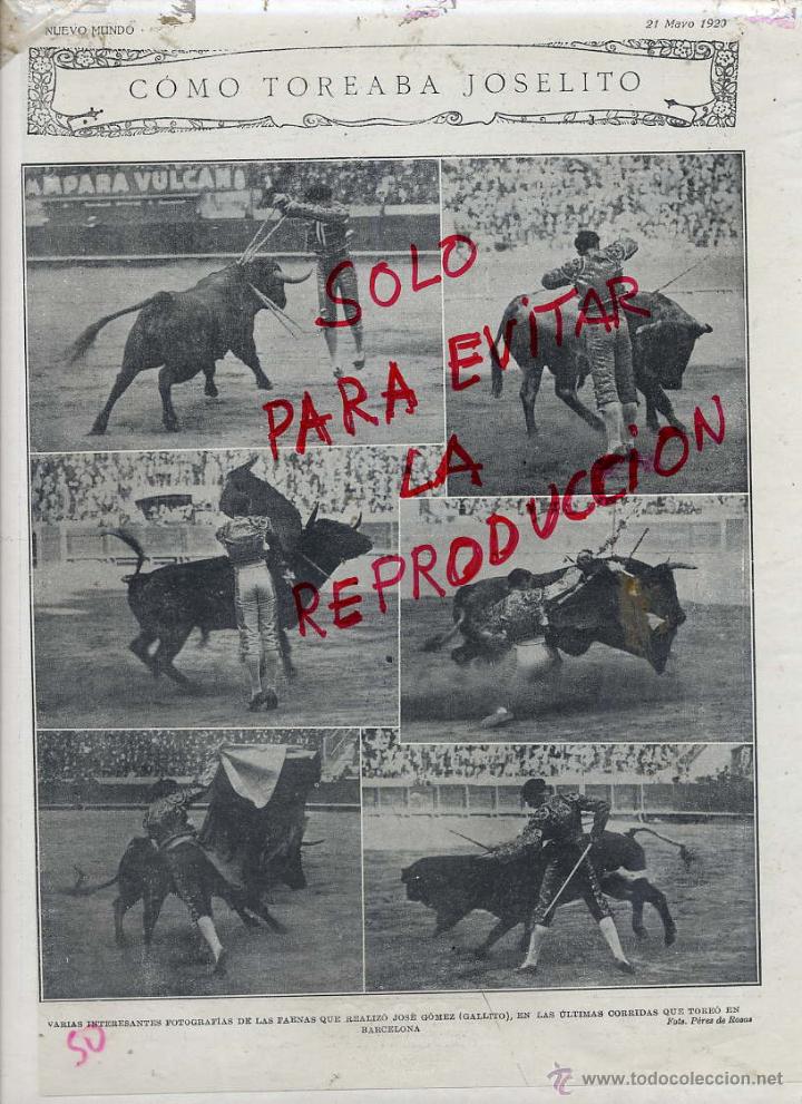 Coleccionismo de Revistas y Peri&oacute;dicos: TOROS 1920 JOSELITO BARCELONA HOJA REVISTA