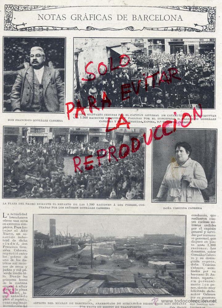 Coleccionismo de Revistas y Peri&oacute;dicos: BARCELONA 1920 PLAZA PADRO REPARTO COMIDA -PUERTO SEIS SEMANAS DE HUELGA HOJA REVISTA