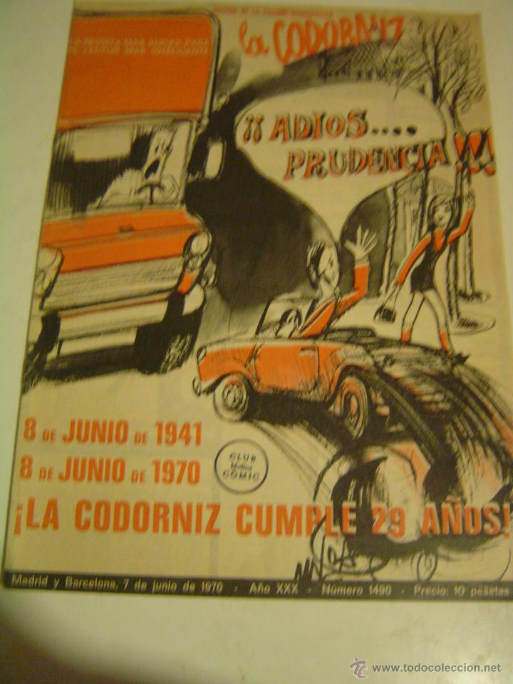 Coleccionismo de Revistas y Peri&oacute;dicos: REVISTA LA CODORNIZ- N&ordm; 1490- ADIOS...PRUDENCIA- 7 DE JUNIO DE 1970.