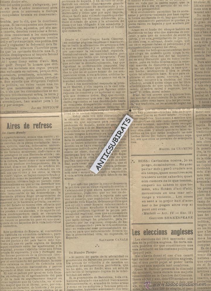 Coleccionismo de Revistas y Peri&oacute;dicos: PERIODICO A&Ntilde;O 1906 LLAMADO EL POBLE CATALA CON ARTICULO DE MIGUEL DE UNAMUNO EN CASTELLANO