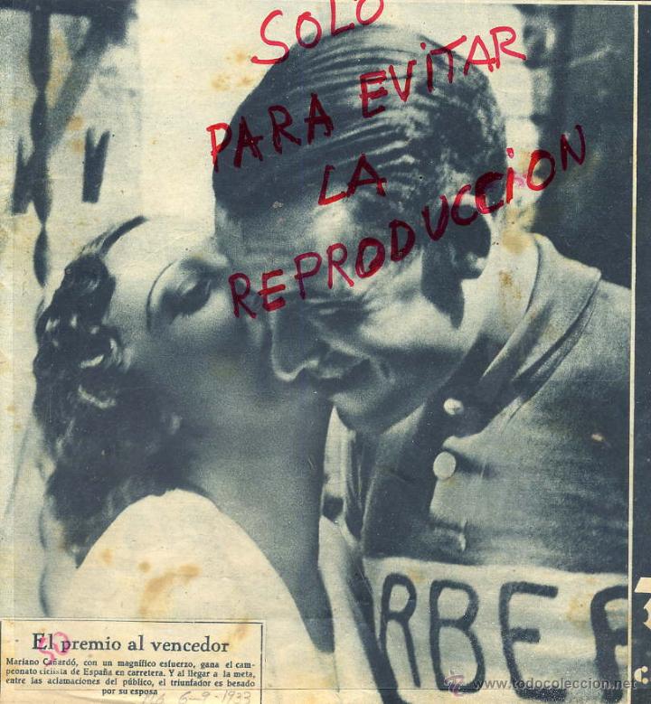 Coleccionismo de revistas y peri&oacute;dicos: CICLISMO 1933 MARIANO CA&Ntilde;ARDO  CAMPEONN EN CARRETERA BESADO POR SU ESPOSA HOJA PORTADA REVISTA