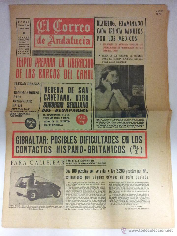 Collezionismo di Riviste e Giornali: EL CORREO DE ANDALUCIA. SEVILLA 5 DE ENERO DE 1968. A&Ntilde;OLXX. NUMERO 10.288