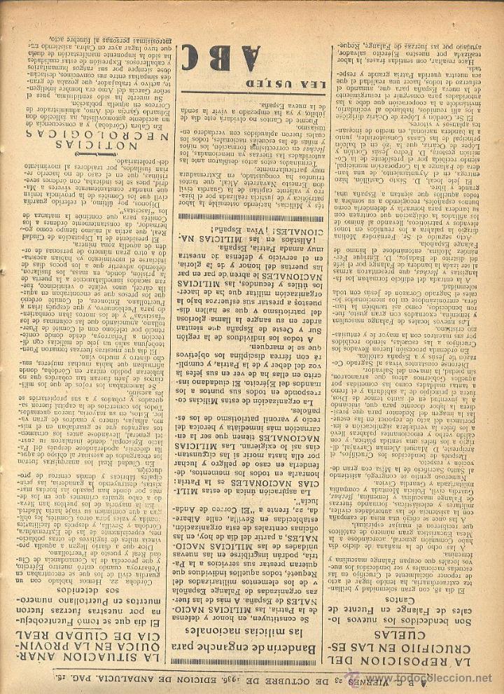 Coleccionismo de Revistas y Periódicos: DIARIO ILUSTRADO ABC 23 DE OCTUBRE 1936 NÚM 10421 GUERRA CIVIL * - Foto 3 - 45729955