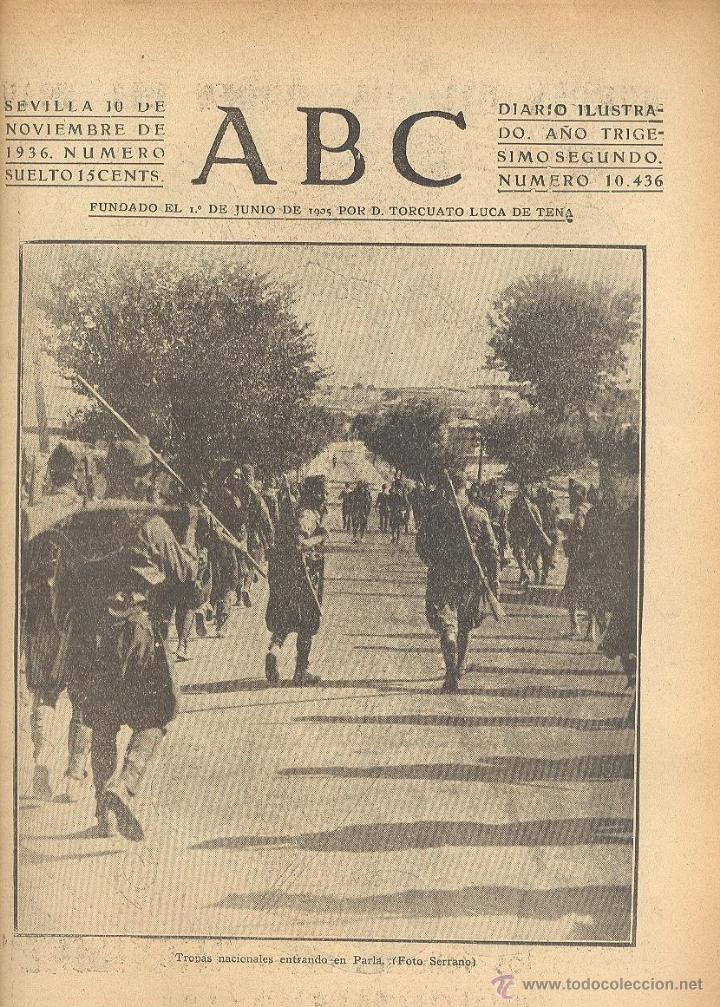 Coleccionismo de Revistas y Peri&oacute;dicos: DIARIO ILUSTRADO ABC 10 DE NOVIEMBRE 1936 N&Uacute;M 10436 GUERRA CIVIL *