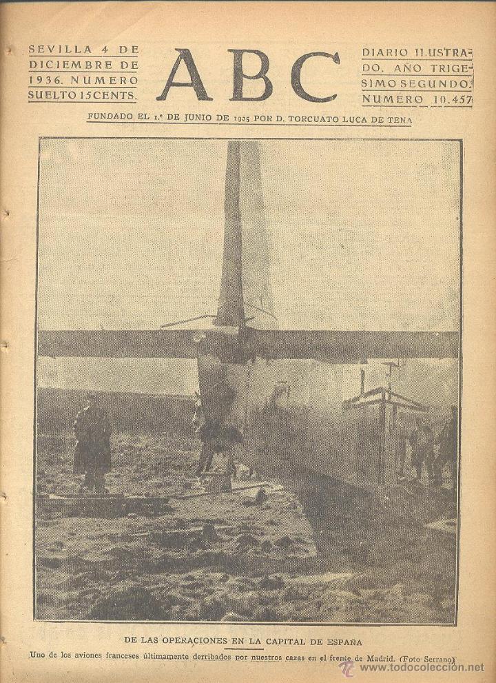 Coleccionismo de Revistas y Peri&oacute;dicos: DIARIO ILUSTRADO ABC 4 DE DICIEMBRE 1936 N&Uacute;M 10457 GUERRA CIVIL *