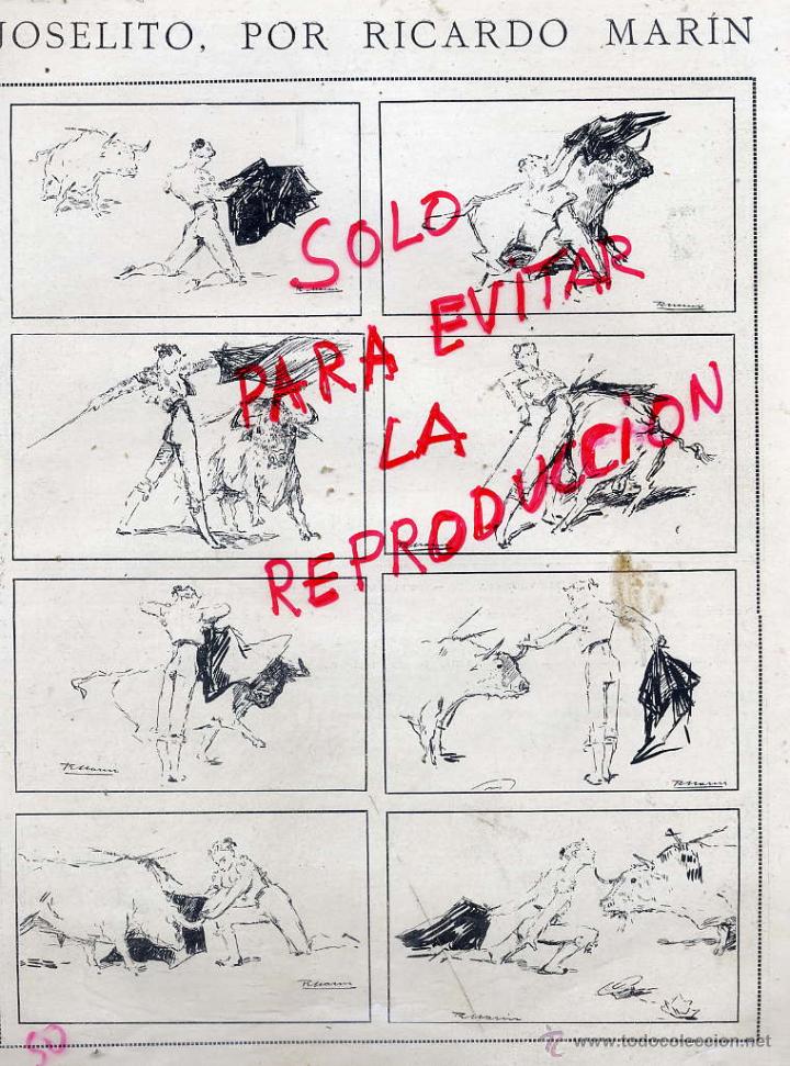 Coleccionismo de Revistas y Peri&oacute;dicos: TOROS 1920 JOSELITO POR R.MARIN ILUSTRACIONES HOJA REVISTA