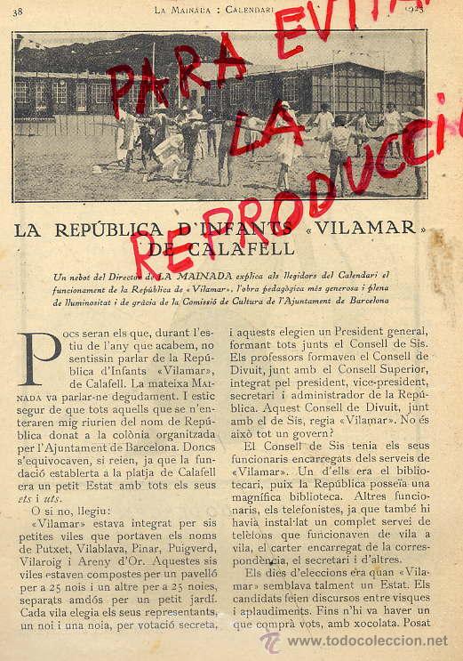 Colecionismo de Revistas e Jornais: CALAFELL 1923 BARCELONA LA REPUBLICA DE VILAMAR PARA NI&Ntilde;OS  2 HOJAS REVISTA