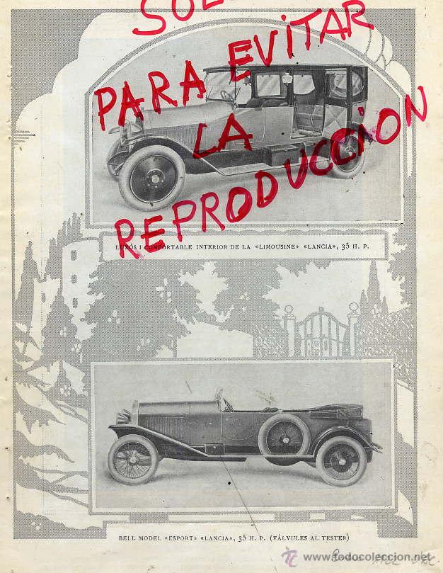 Coleccionismo de revistas y peri&oacute;dicos: AUTOMOVILISMO 1922 LOS NUEVOS LANCIA HOJA REVISTA
