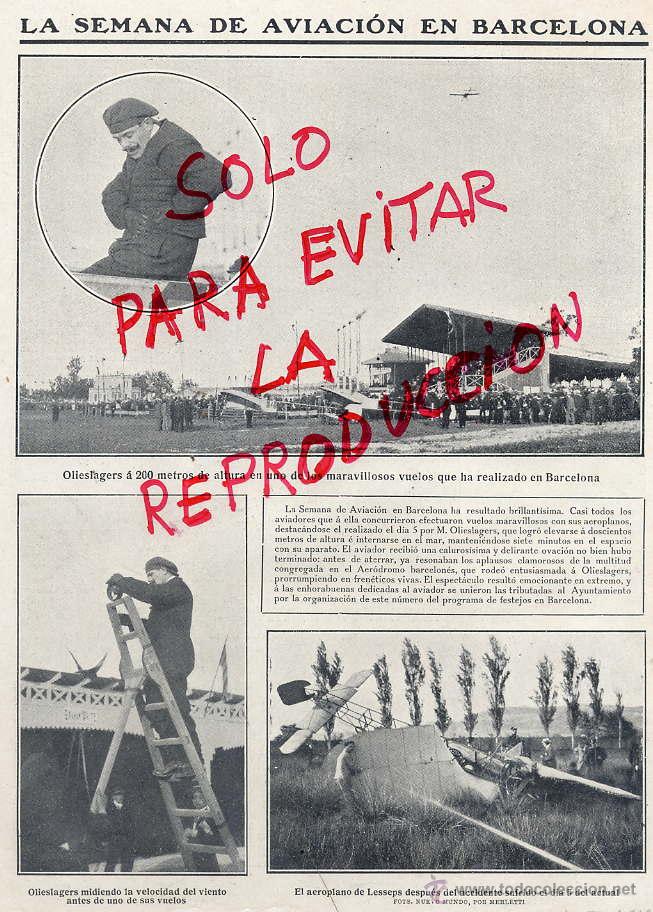 Coleccionismo de Revistas y Peri&oacute;dicos: AVIACION 1910 BARCELONA SEMANA DE AVIACION HOJA REVISTA