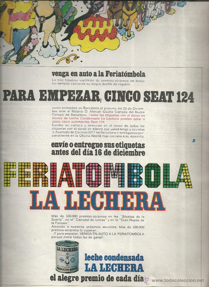Collezionismo di Riviste e Giornali: ANUNCIO LA LECHERA - FERIA TOMBOLA - HOJA RECORTE REVISTA, A&Ntilde;O 1968