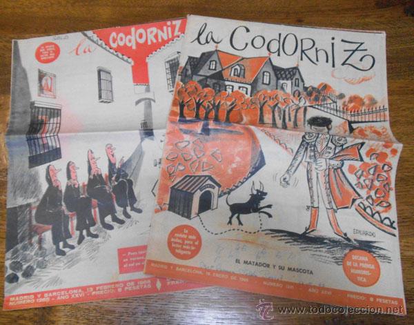 Coleccionismo de Revistas y Peri&oacute;dicos: LOTE DE 2 - LA CODORNIZ - REVISTA DE HUMOR - MADRID Y BARCELONA -1966