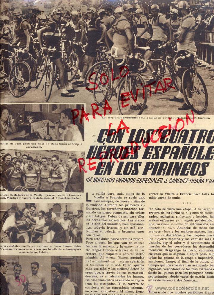 Coleccionismo de revistas y peri&oacute;dicos: CICLISMO 1935  TRUEBA -CA&Ntilde;ARDO  HEROES ESPA&Ntilde;OLES HOJA REVISTA
