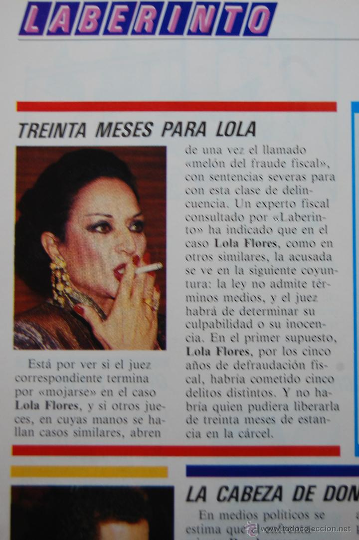 Coleccionismo de revistas y peri&oacute;dicos: RECORTE 1987 - LOLA FLORES  LE CAEN TREINTA MESES