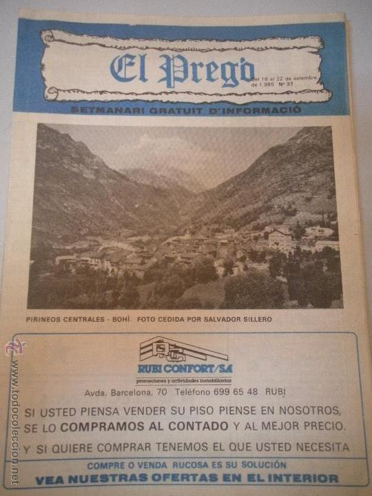 Collezionismo di Riviste e Giornali: EL PREGO - N&ordf; .-37- SEMANARIO GRATUITO DE INFORMACION DE - RUBI - BARCELONA -