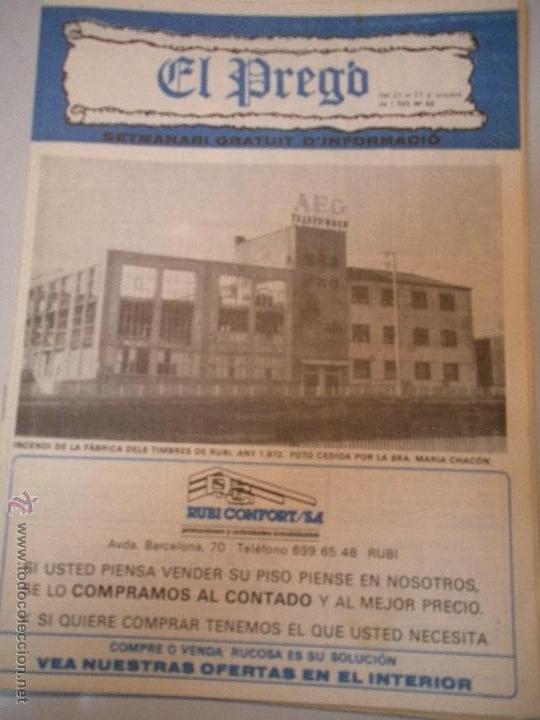 Collezionismo di Riviste e Giornali: EL PREGO - N&ordf; .-42- SEMANARIO GRATUITO DE INFORMACION DE - RUBI - BARCELONA -