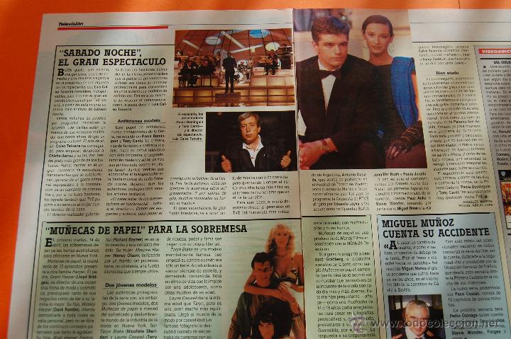 Coleccionismo de revistas y peri&oacute;dicos: RECORTE/ARTICULO 1987 - SABADO NOCHE PAOLA DOMINGUIN Y TONI CANTO