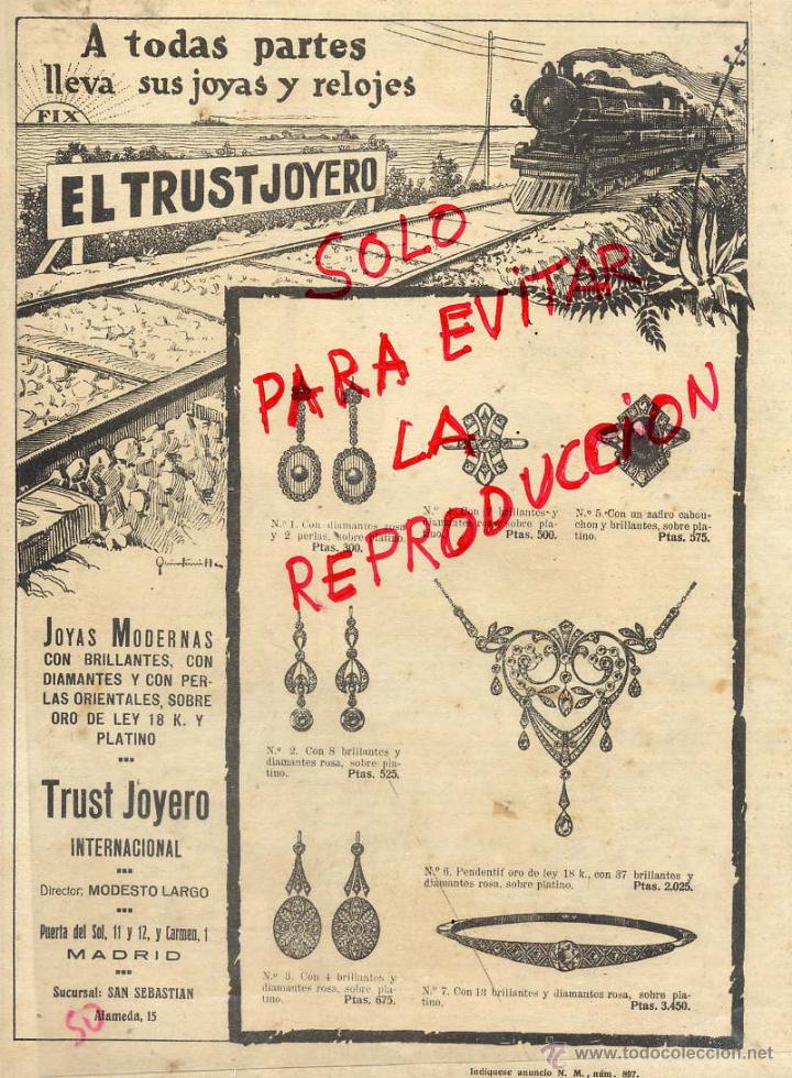 Coleccionismo de Revistas y Peri&oacute;dicos: TRUST JOYERO 1921 MADRID HOJA REVISTA