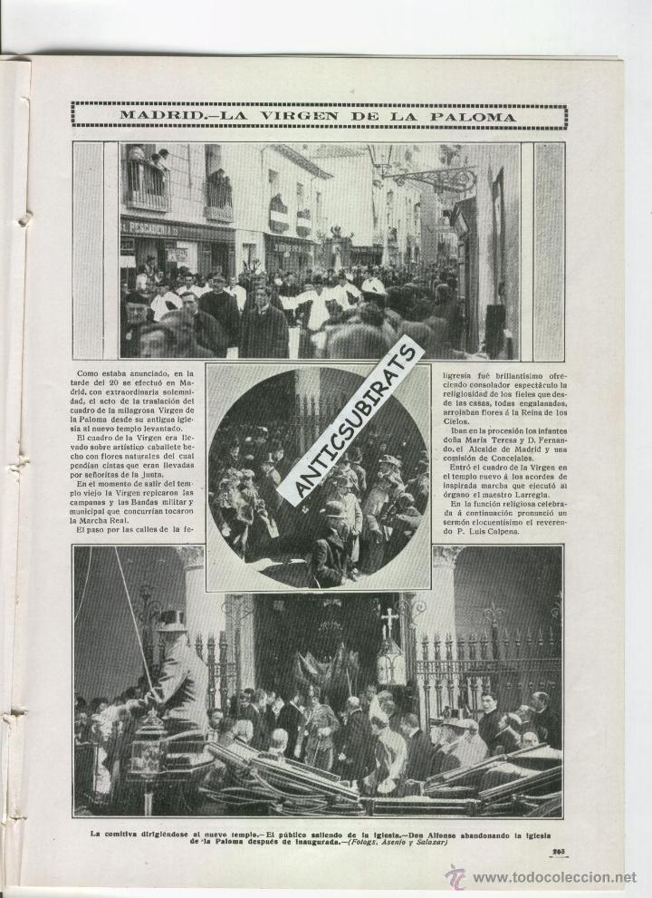 Coleccionismo de Revistas y Peri&oacute;dicos: REVISTA A&Ntilde;O 1912 LA VIRGEN DE LA PALOMA DE MADRID FALLAS DE VALENCIA CONTRA LA BLASFEMIA EN ALCA&Ntilde;IZ