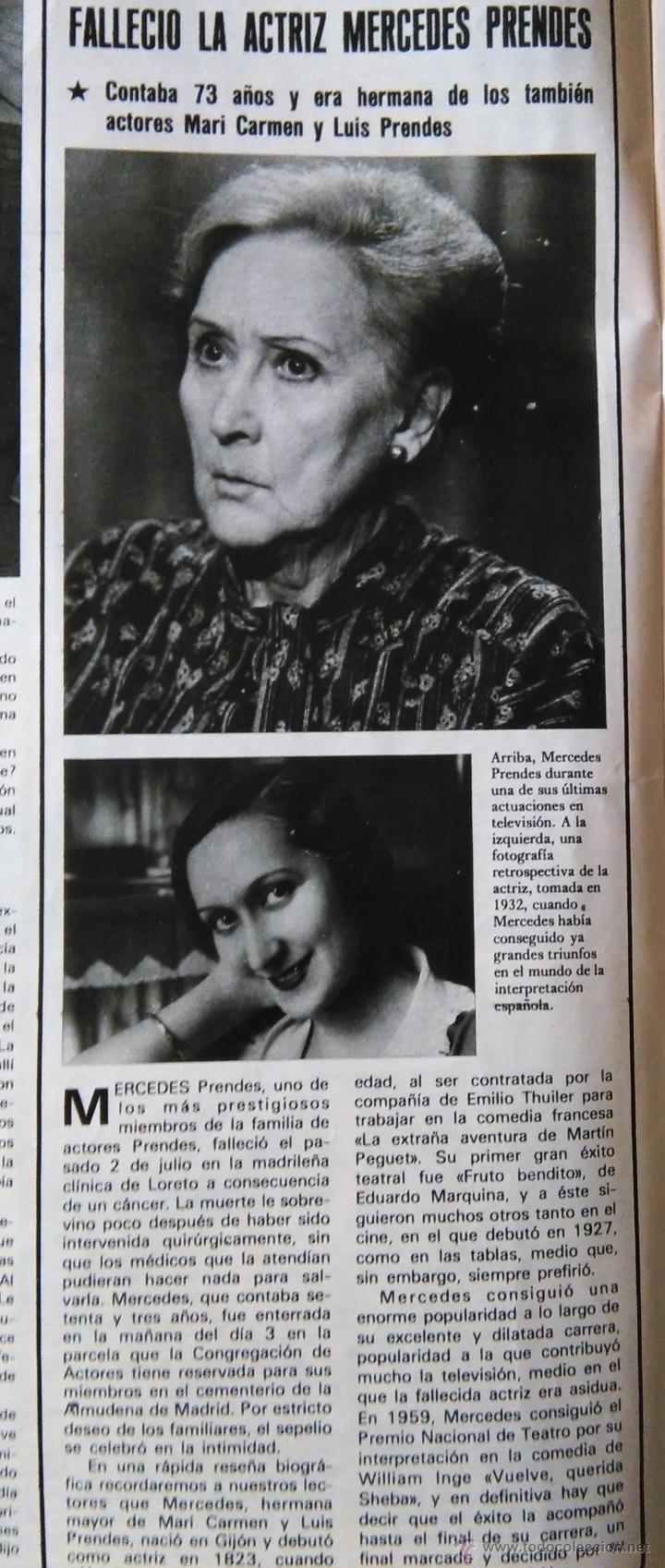 Coleccionismo de revistas y peri&oacute;dicos: RECORTE MERCEDES PRENDES