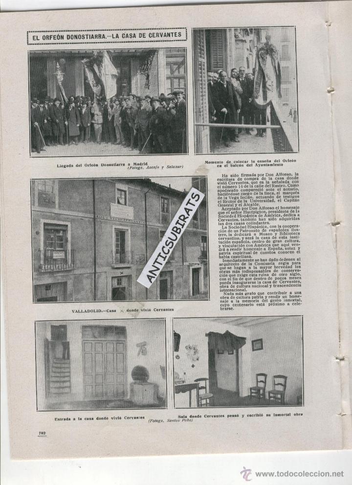Coleccionismo de Revistas y Peri&oacute;dicos: REVISTA A&Ntilde;O 1912 CASAS DE CERVANTES EN VALLADOLID ORFEON DONOSTIARRA EMIGRANTES EN UN BARCO