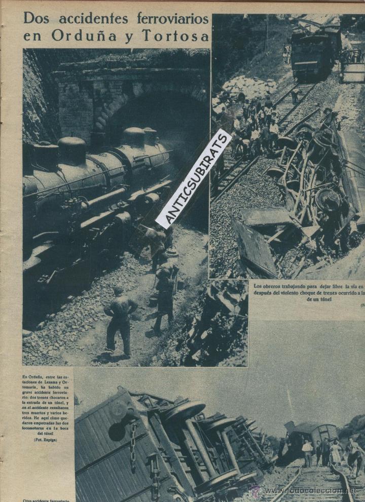 Collectionnisme de Revues et Journaux: REVISTA A&Ntilde;O 1934 ACCIDENTE DE FERROCARRIL EN ORDU&Ntilde;A Y TORTOSA BOMBAS EN ALDEA PUENTE DE CASTREJANA