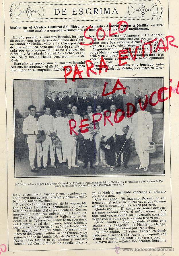 Coleccionismo de Revistas y Peri&oacute;dicos: ESGRIMA 1929 CENTRO CULTURAL DEL EJERCITO HOJA REVISTA