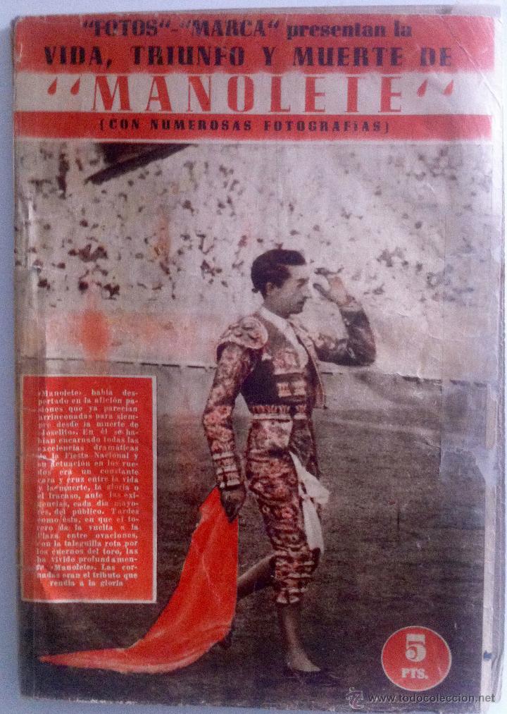 Coleccionismo de Revistas y Peri&oacute;dicos: REVISTA FOTOS MARCA, MUERTE DE MANOLETE. 1947