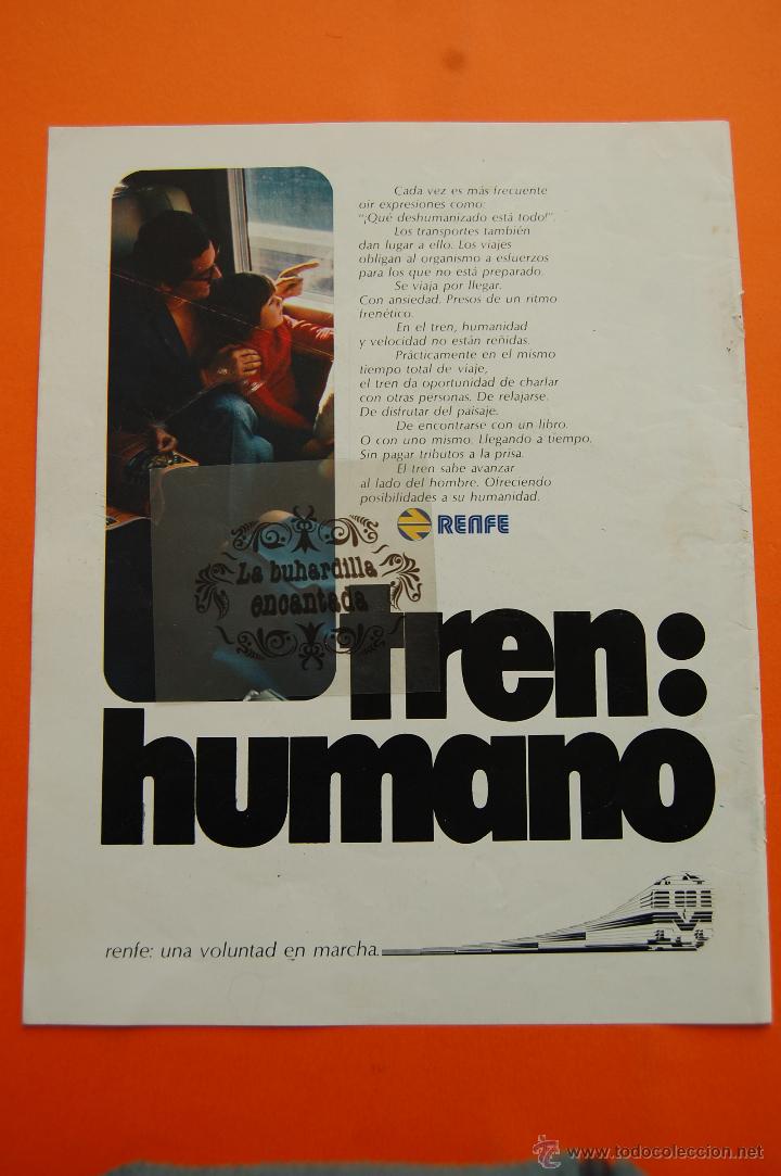 Coleccionismo de revistas y peri&oacute;dicos: PUBLICIDAD 1973 - COLECCION RENFE - TREN HUMANO - FERROCARRIL TREN TRANVIA
