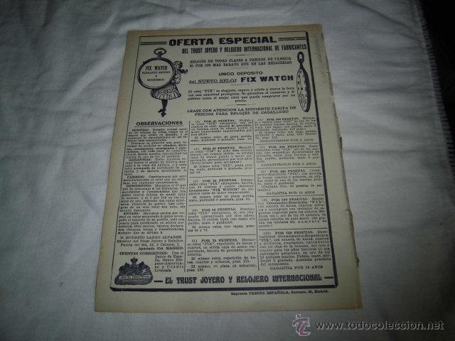 Coleccionismo de Revistas y Peri&oacute;dicos: RELOJ FIX WATCH EL TRUST JOYERO  HOJA REVISTA BLANCO Y NEGRO 1911