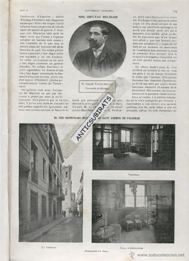 Collezionismo di Riviste e Giornali: ANY 1907 DISPENSARI MUNICIPAL DE SANT ANDREU DE PALOMAR FRONTAL ROMANICO DE TAMARITE DE LITERA