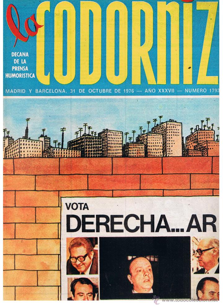 Coleccionismo de Revistas y Peri&oacute;dicos: LA CODORNIZ. N&ordm; 1793. 31/OCTUBRE 1976. (RF.MA) B/62.