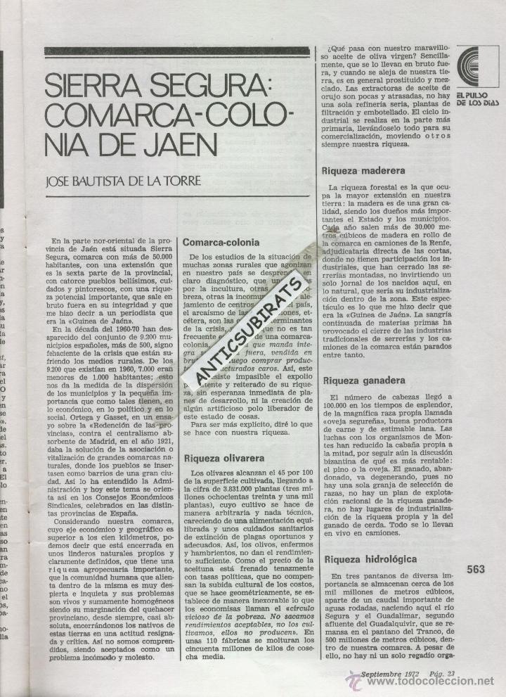 Coleccionismo de revistas y peri&oacute;dicos: REVISTA A&Ntilde;O 1972 CAMIONES PEGASO LA RIQUEZA DE  SIERRA SEGURA COMARCA DE JAEN JUAN GOYTISOLO
