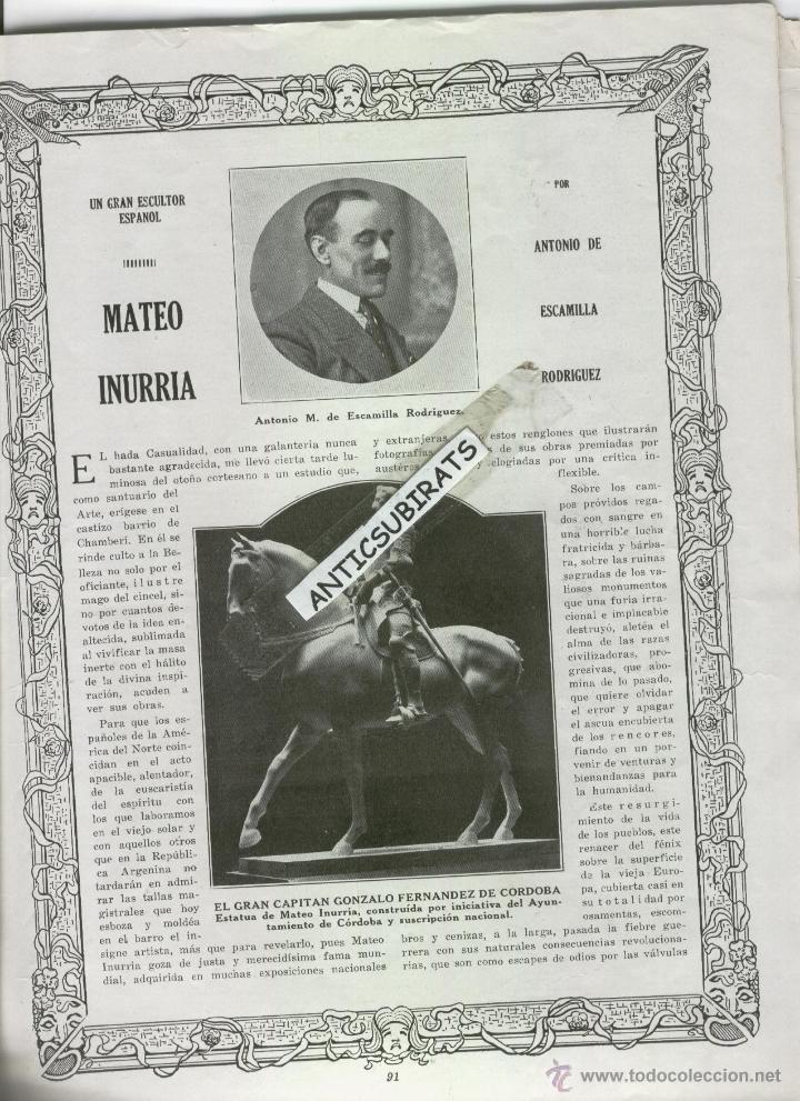 Collection Magazines and Newspapers: REVISTA A&Ntilde;O 1920 BLASCO IBA&Ntilde;EZ EN ESTADOS UNIDOS ESCULTOR DE CORDOBA MATEO INURRIA MIGUEL DE ZARRAGA