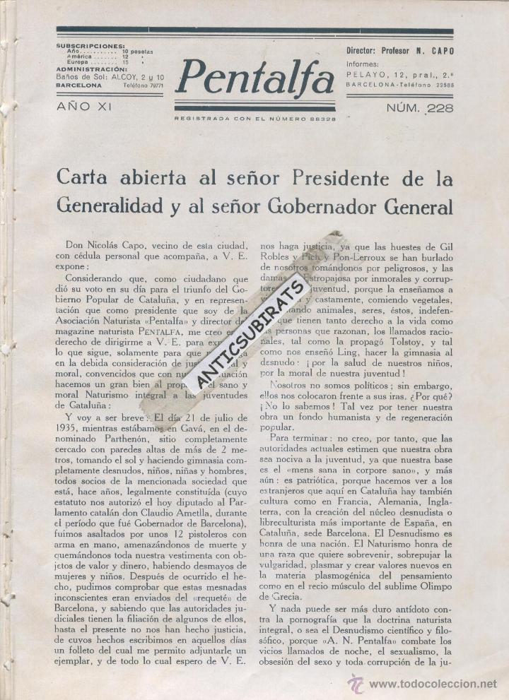 Collezionismo di Riviste e Giornali: REVISTA A&Ntilde;O 1936 DESNUDISMO DE NICOLAS CAPO ASALTO DE LA CASA PARTHENON DE GAVA POR PISTOLEROS