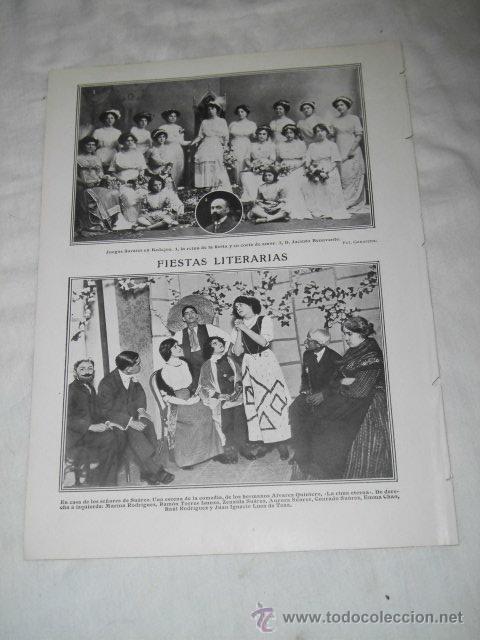 Coleccionismo de Revistas y Peri&oacute;dicos: JUEGOS FLORALES EN BADAJOZ LAS REINAS Y JACINTO BENAVENTE ARRIBA  HOJA REVISTA BLANCO Y NEGRO 1911