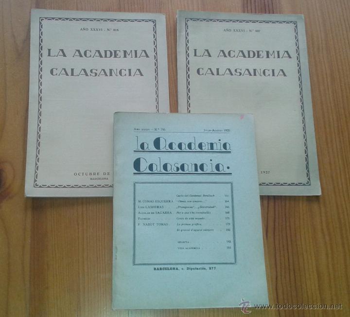 Coleccionismo de Revistas y Peri&oacute;dicos: LA ACADEMIA CALASANCIA - TRES N&Uacute;MEROS, 1925-1927