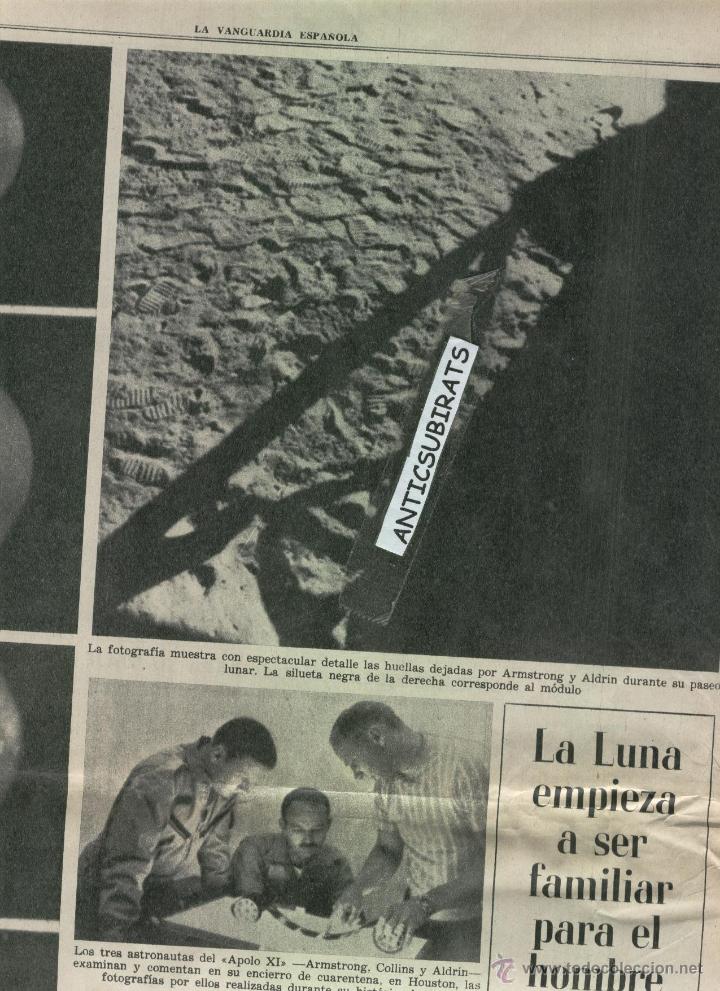 Coleccionismo de Revistas y Peri&oacute;dicos: LA VANGUARDIA A&Ntilde;O 1969 FOTOS DE LAS PRIMERAS PISADAS EN LA LUNA APOLO XI ARMSTRONG COLLINS ALDRIN