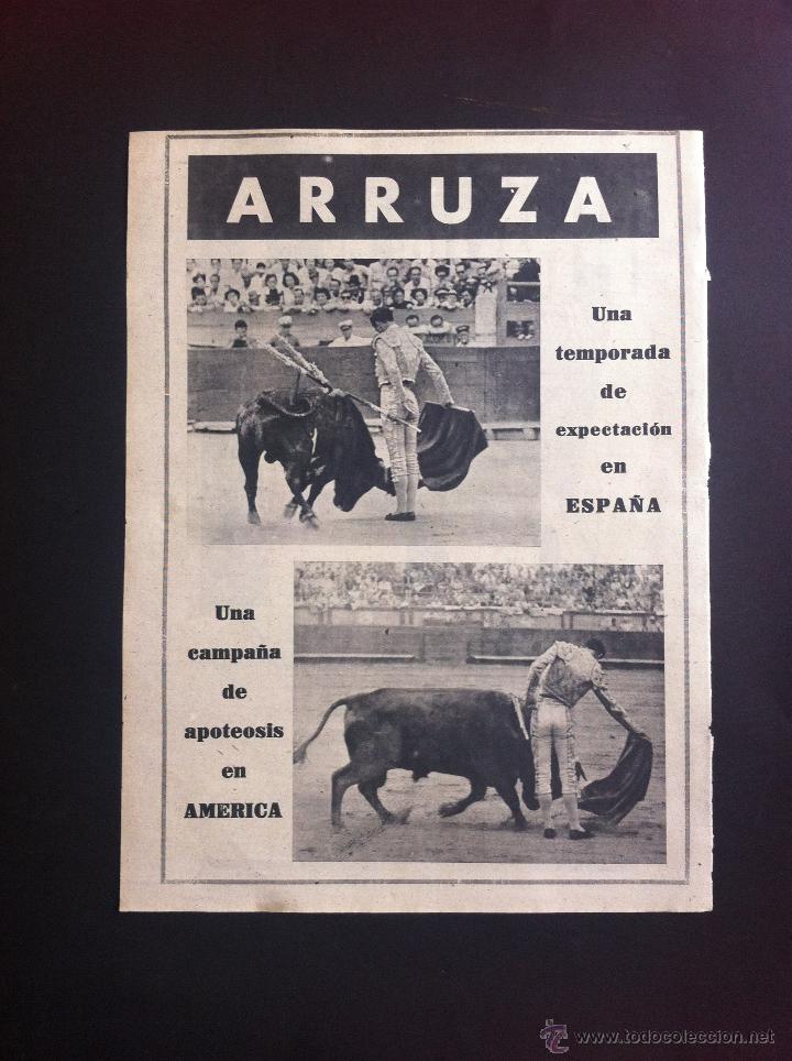 Collezionismo di Riviste e Giornali: HOJA DE REVISTA (D&Eacute;CADA 1950)  ARRUZA, TORERO.   MEDIDAS: 37 x 28cm.