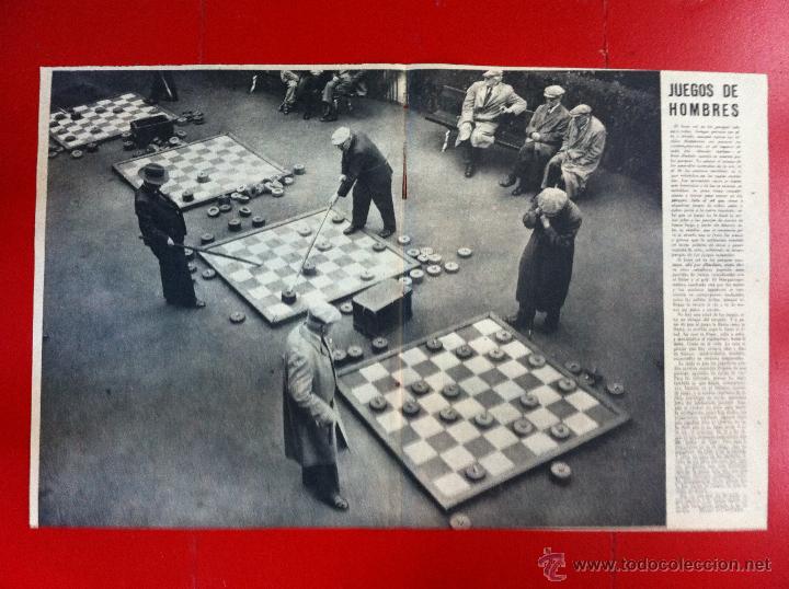 Coleccionismo de revistas y peri&oacute;dicos: HOJA DE  REVISTA (D&Eacute;CADA 1950)  JUEGOS DE HOMBRES. JUEGO DE DAMAS GIGANTE