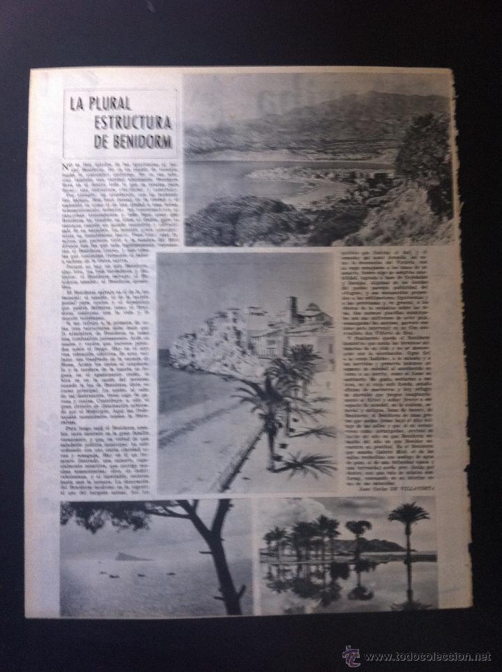 Collezionismo di Riviste e Giornali: HOJA DE REVISTA (D&Eacute;CADA 1950)  LA PLURAL ESTRUCTURA DE BENIDORM.   MEDIDAS: 37 x 28cm.