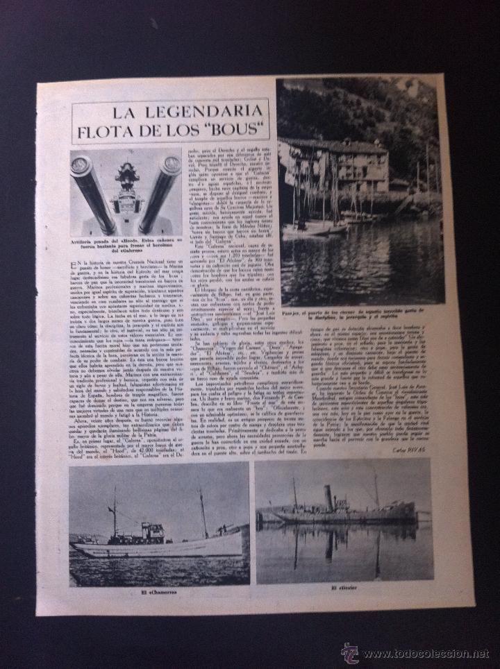 Collezionismo di Riviste e Giornali: HOJA DE  REVISTA (D&Eacute;CADA 1950)  LA  LEGENDARIA FLOTA DE LOS BOUS.  37 x 28cm.