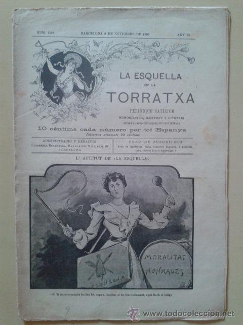Coleccionismo de Revistas y Peri&oacute;dicos: REVISTA LA ESQUELLA DE LA TORRATXA. ANY 25 NUM. 1296 BARCELONA 6 NOVEMBRE 1903