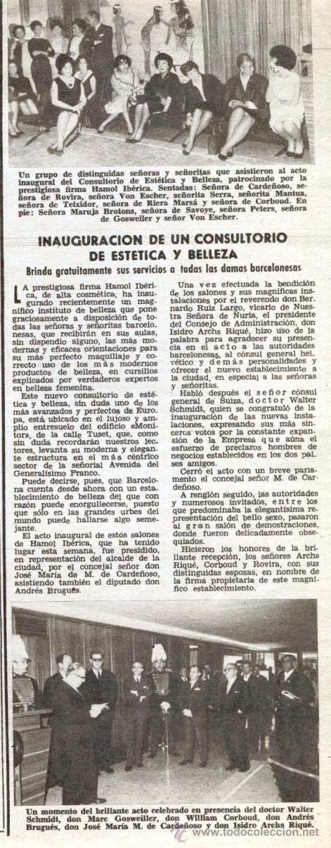 Coleccionismo de Revistas y Peri&oacute;dicos: INAUGURACION SAL&Oacute;N BELLEZA POR HAMOL IBERICA. ALTA COSMETICA. CARDE&Ntilde;OSO, MANTUA, TEIXIDOR
