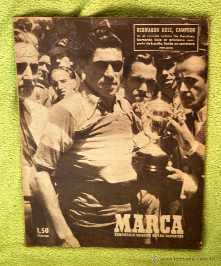 Coleccionismo de Revistas y Peri&oacute;dicos: DIARIO DEPORTIVO MARCA - 8 JUNIO 1948 - N&ordm; 288 - EL SEVILLA VENCIO A LA REAL POR 7 - 1