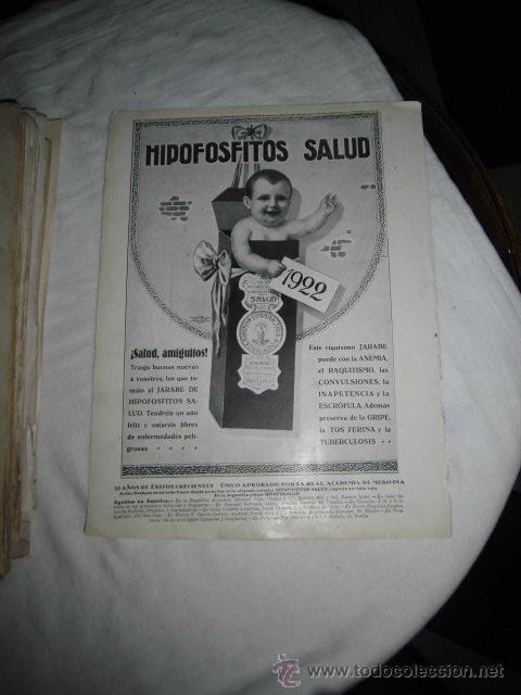 Collection Magazines and Newspapers: PUBLICIDAD HIPOFOSFITOS SALUD FELICITANDO EL NUEVO A&Ntilde;O 1922 HOJA REVISTA NUEVO MUNDO 1922