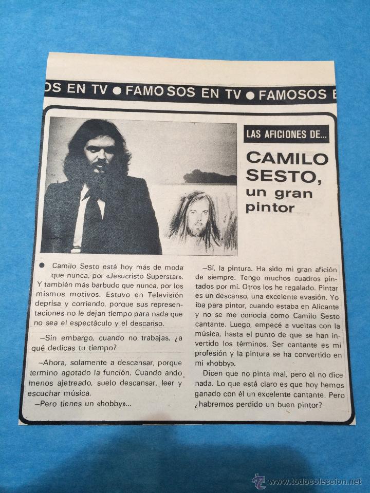 Coleccionismo de revistas y peri&oacute;dicos: CAMILO SESTO UN GRAN PINTOR - ARTICULO DE REVISTA - A&Ntilde;O 1975